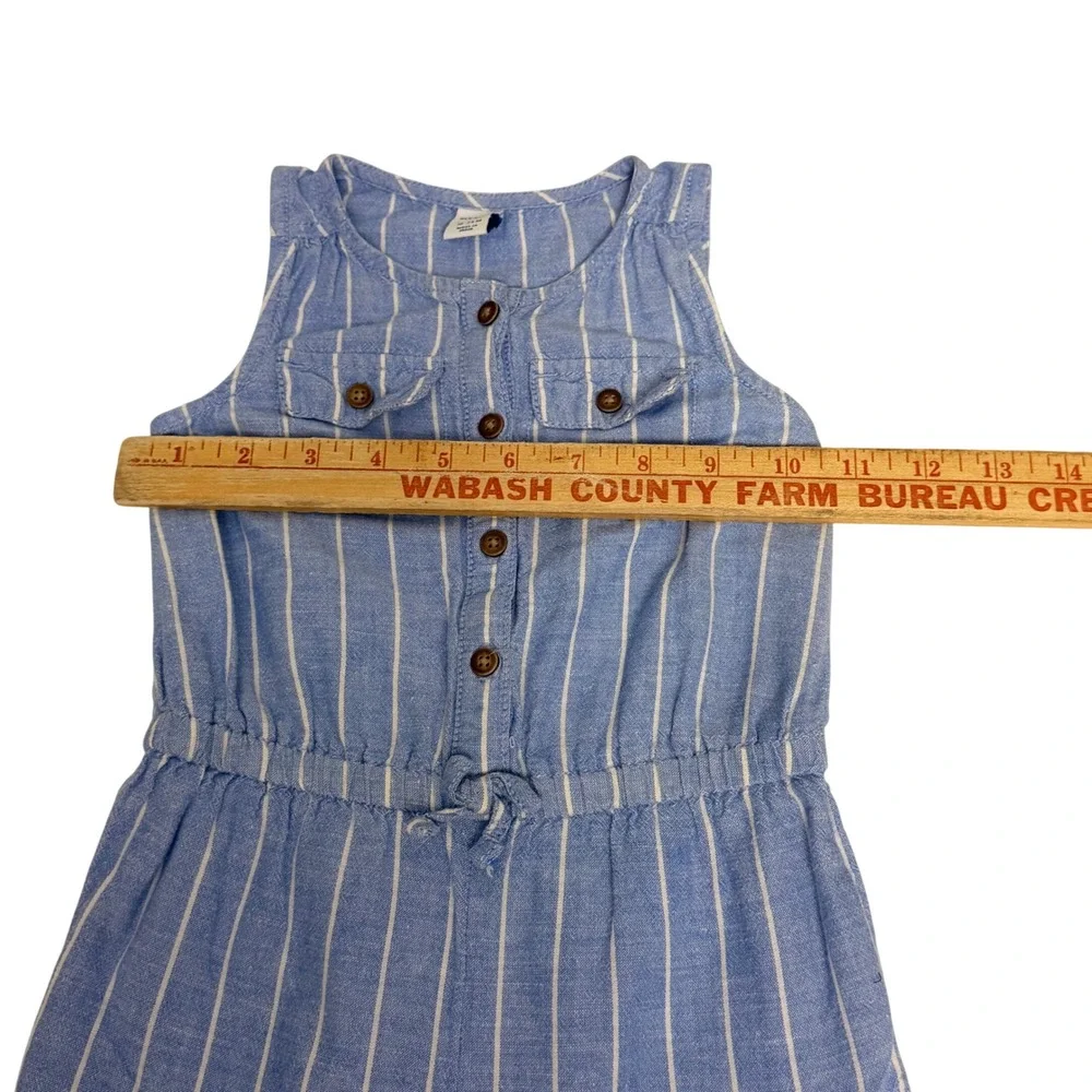 Old Navy Baby Girl Blue White Striped Linen Blend Romper 18-24M Sleeveless